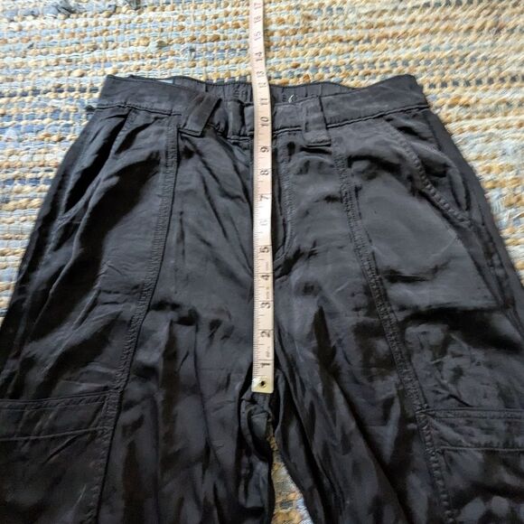 AE Satin Cargo Pants Black 0 Drawstring Hem Streetwear Carrie Bradshaw - Picture 5 of 10